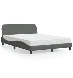 Lit avec matelas gris foncé 140x190 cm tissu