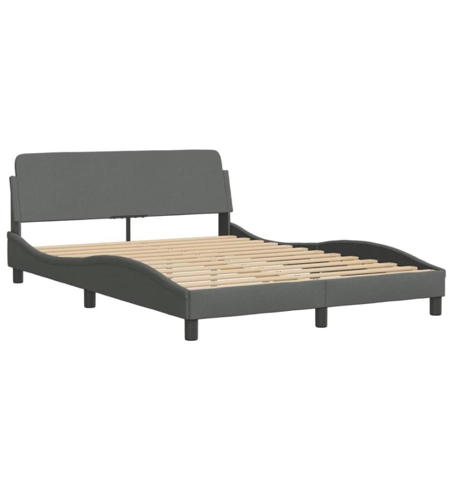 Lit avec matelas gris foncé 140x190 cm tissu