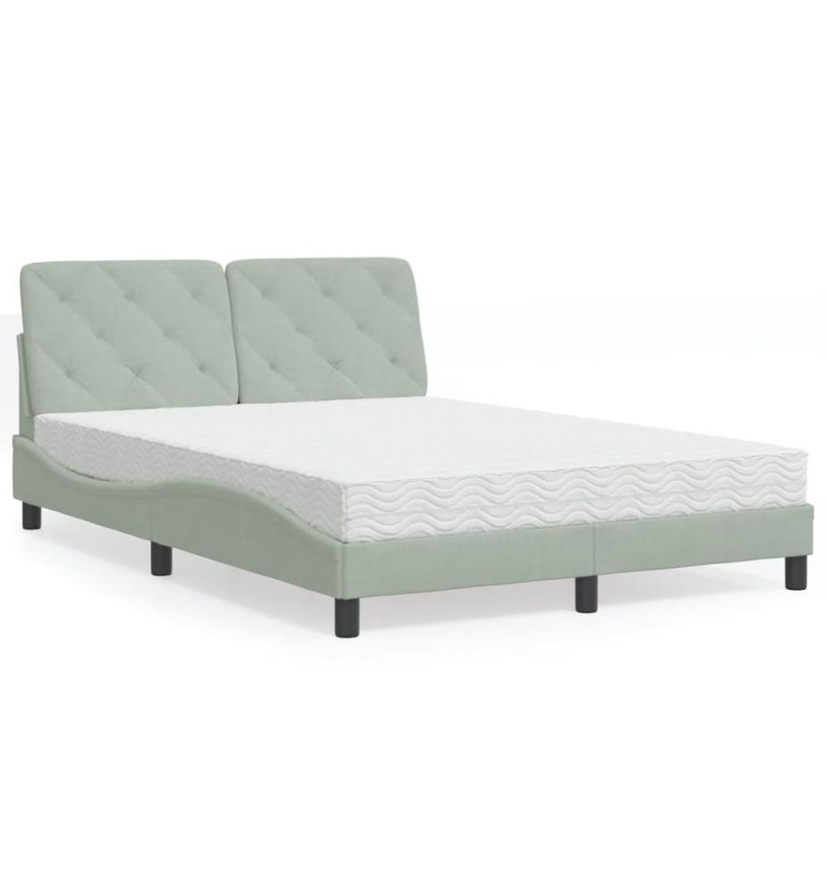 Lit avec matelas gris clair 120x200 cm velours