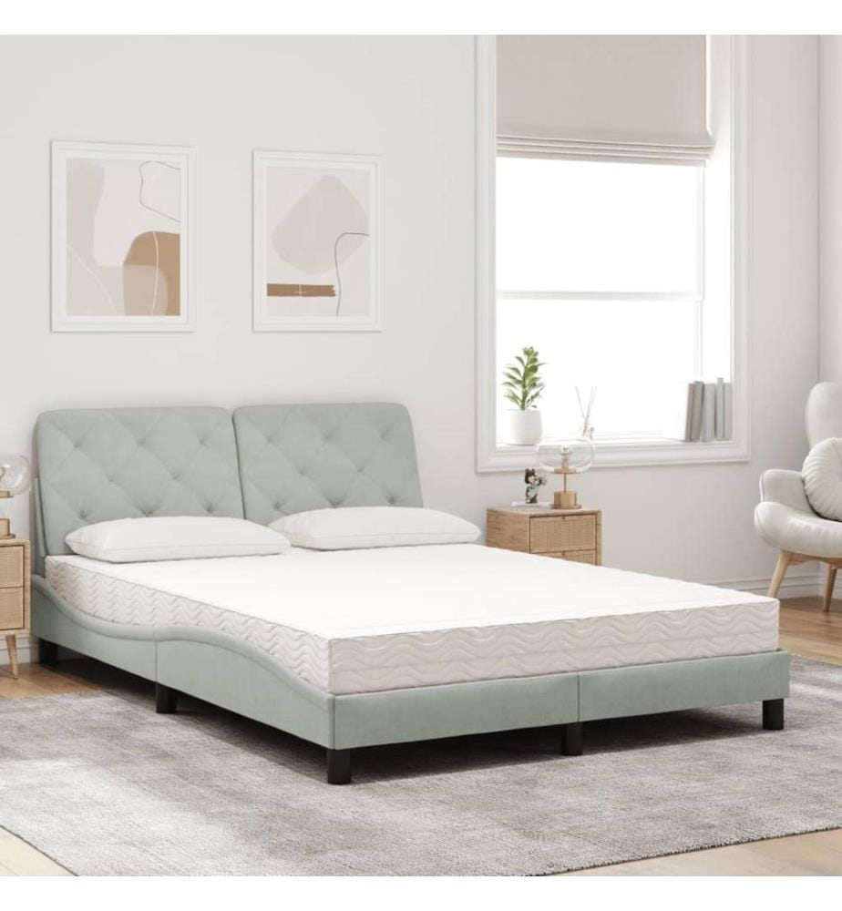 Lit avec matelas gris clair 120x200 cm velours