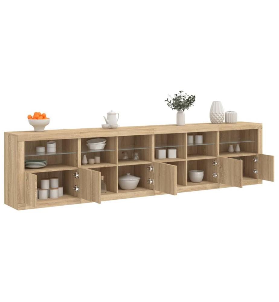 Sideboard mit LED-Leuchten Sonoma-Eiche 283x37x67 cm