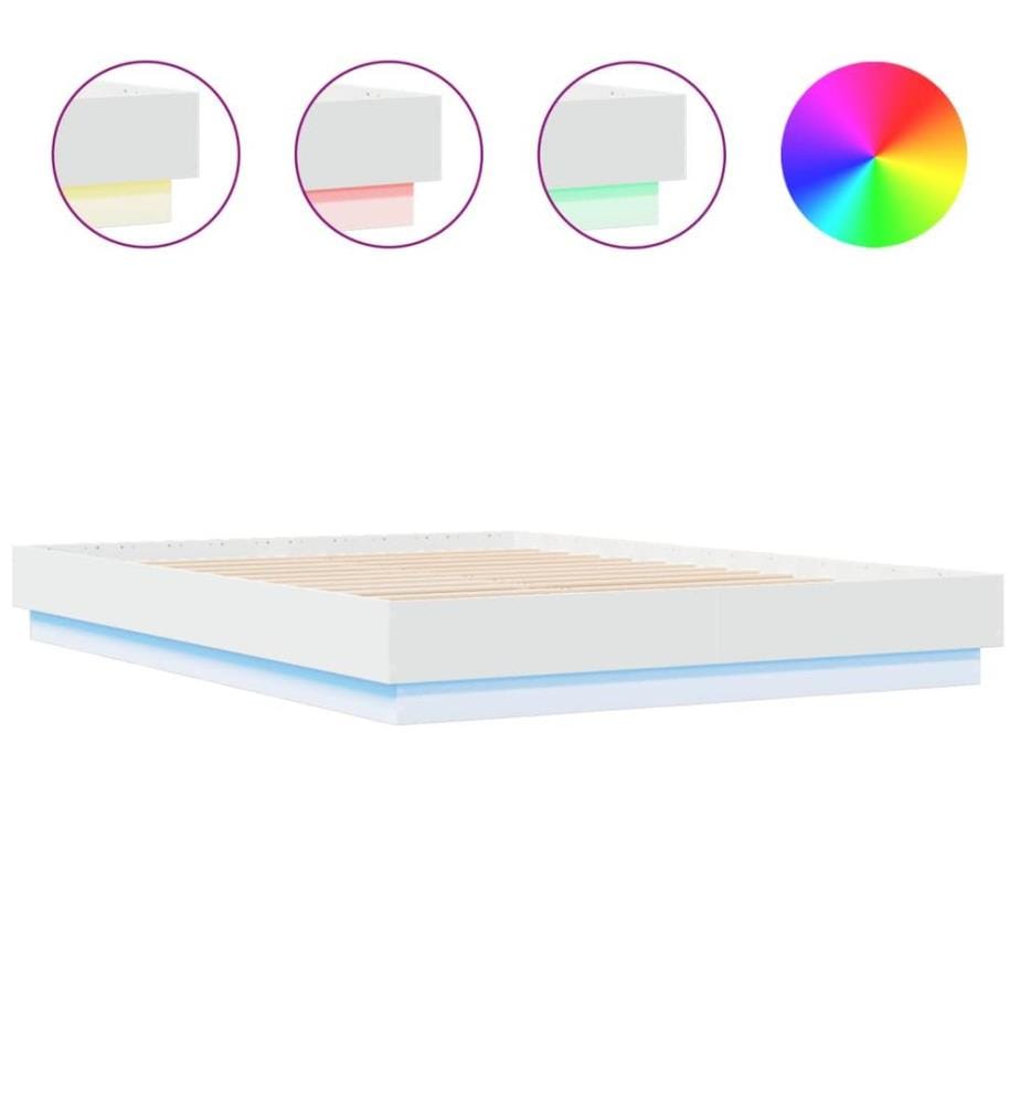Cadre de lit avec LED sans matelas blanc 160x200 cm