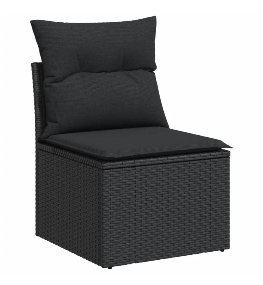 6-tlg. Garten-Sofagarnitur mit Kissen Schwarz Poly Rattan