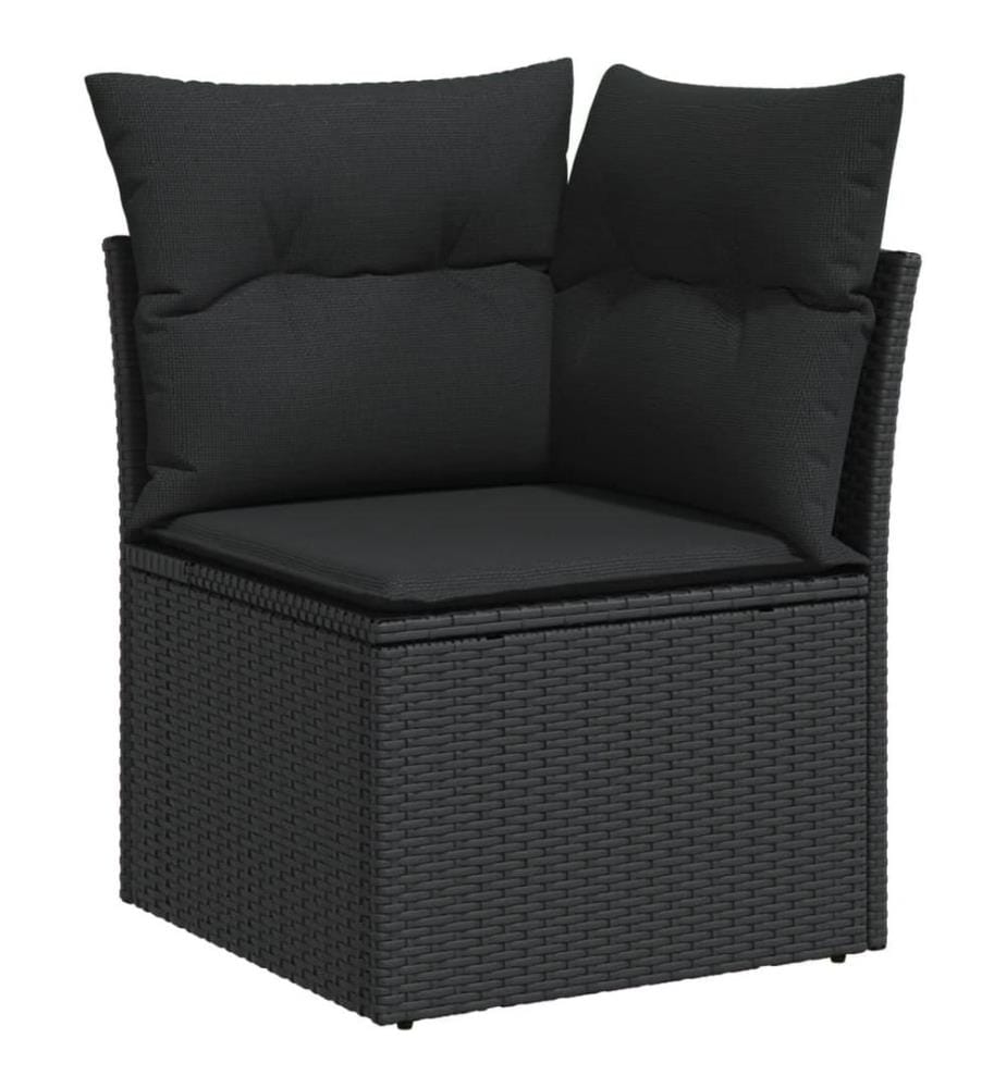 6-tlg. Garten-Sofagarnitur mit Kissen Schwarz Poly Rattan