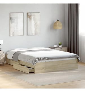 Cadre de lit avec tiroirs sans matelas chêne sonoma 140x200 cm
