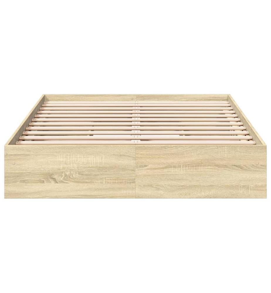 Cadre de lit avec tiroirs sans matelas chêne sonoma 140x200 cm