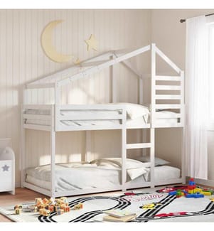 Lit superposé sans matelas blanc 80x200 cm bois de pin massif