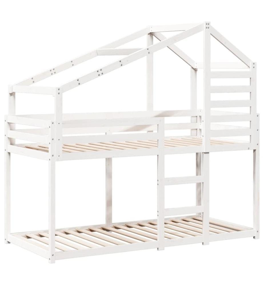 Lit superposé sans matelas blanc 80x200 cm bois de pin massif