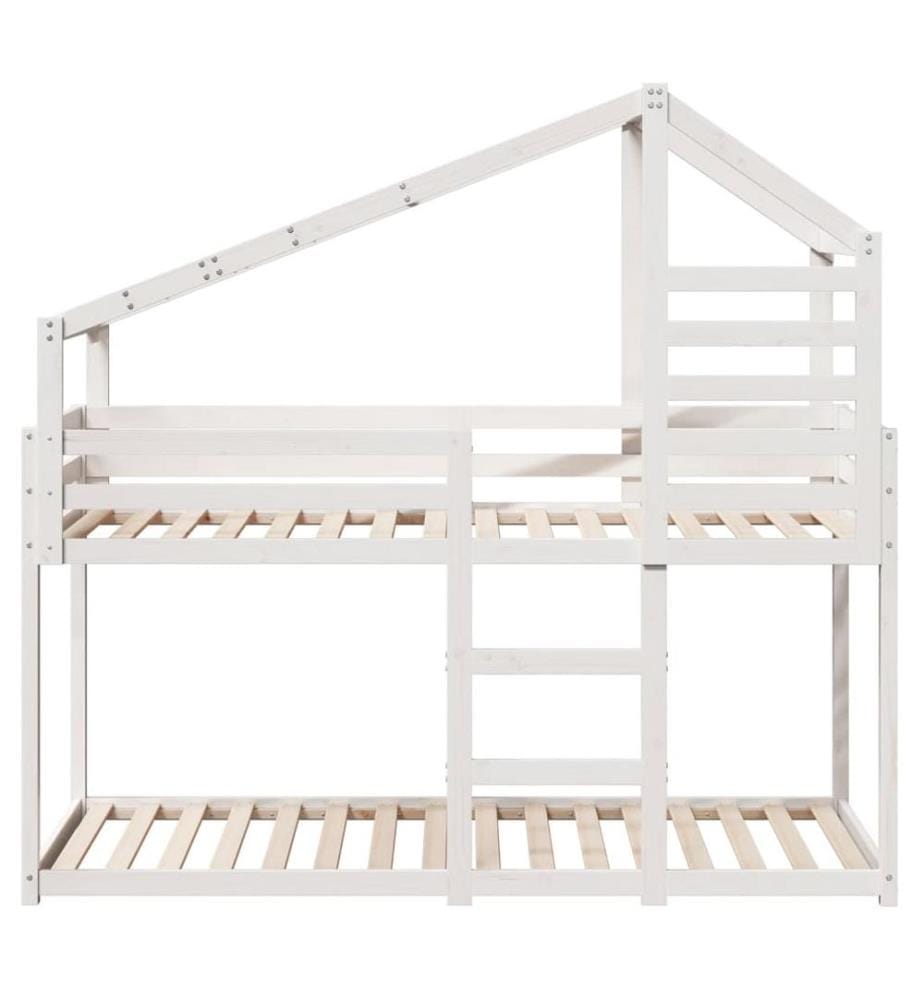 Lit superposé sans matelas blanc 80x200 cm bois de pin massif