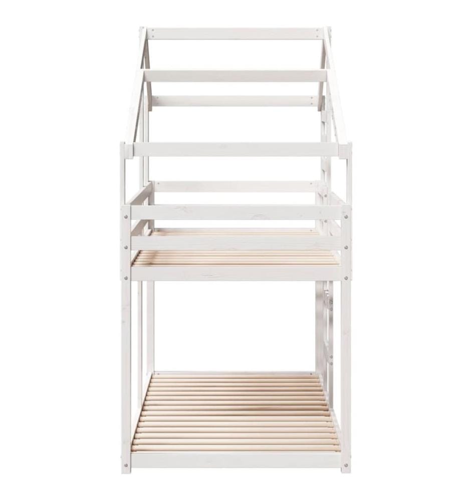 Lit superposé sans matelas blanc 80x200 cm bois de pin massif