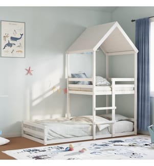 Lit superposé sans matelas blanc 90x200 cm bois de pin massif