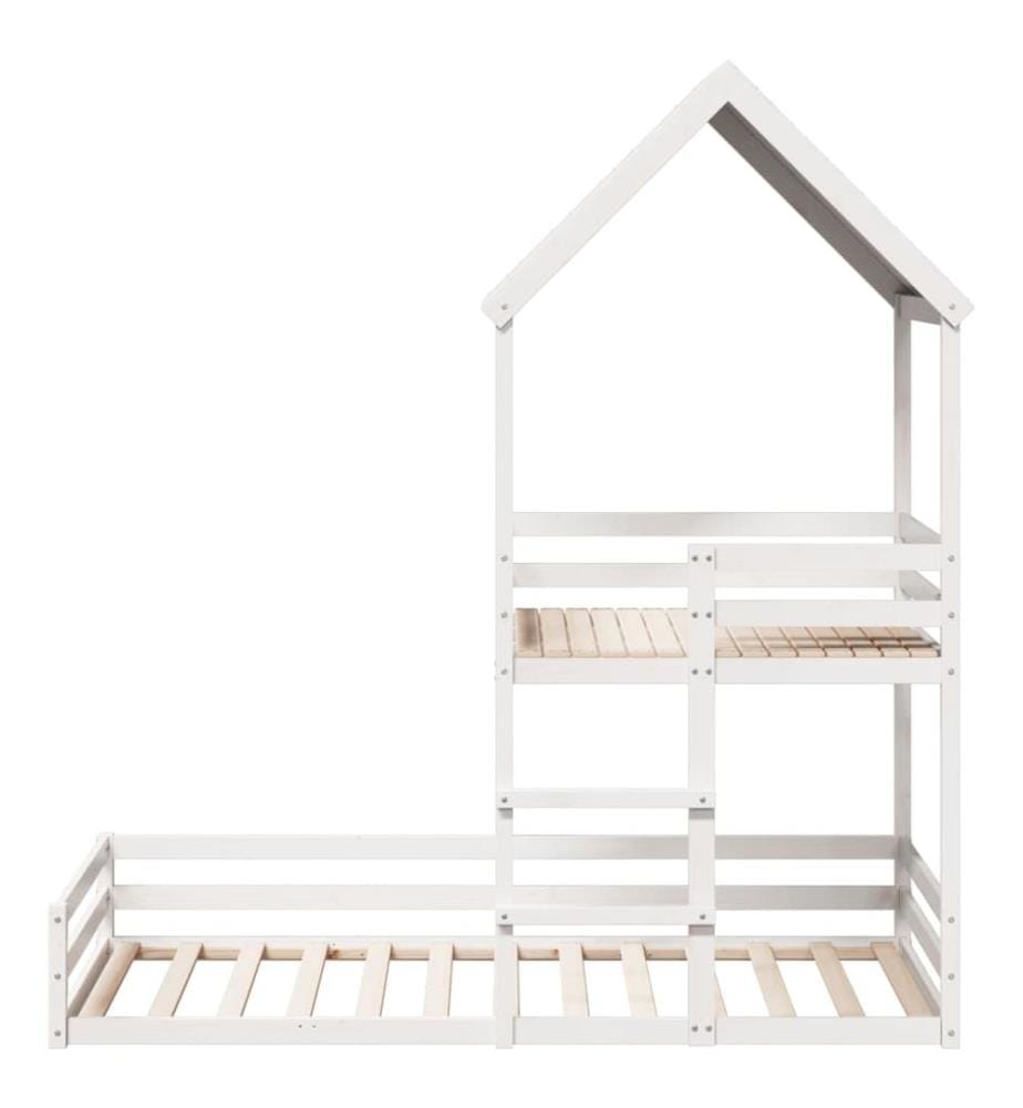 Lit superposé sans matelas blanc 90x200 cm bois de pin massif