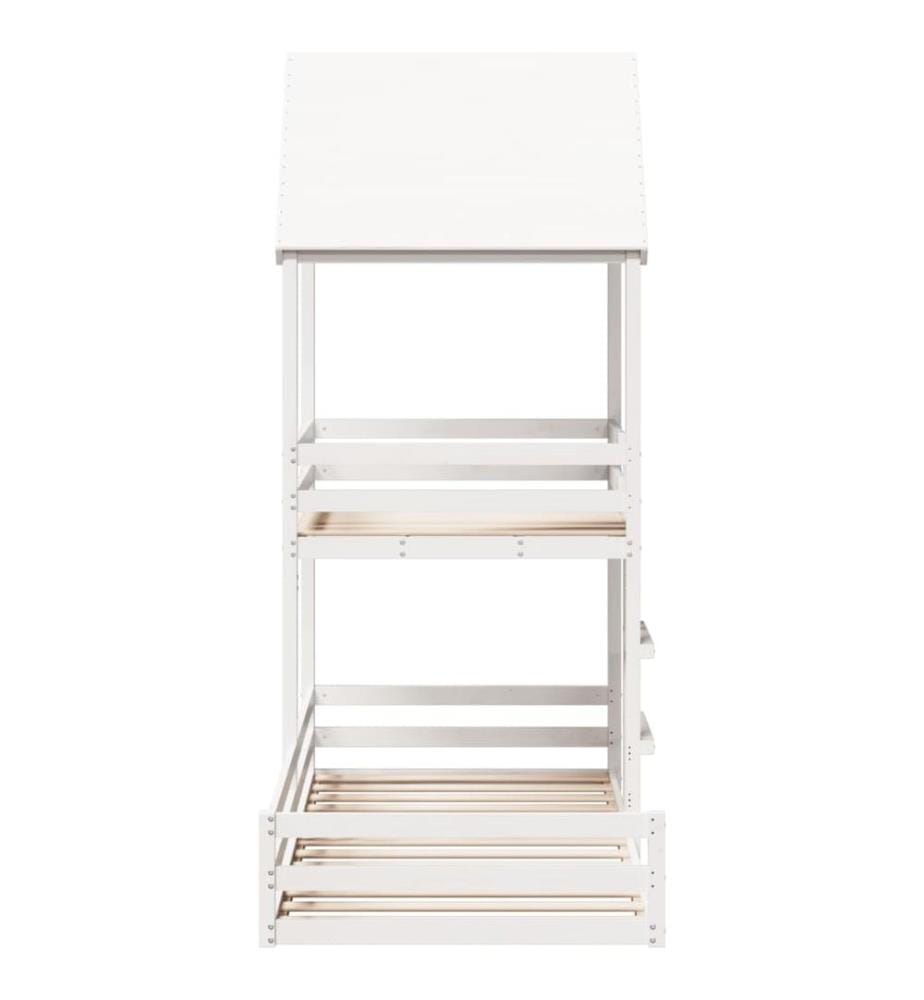 Lit superposé sans matelas blanc 90x200 cm bois de pin massif