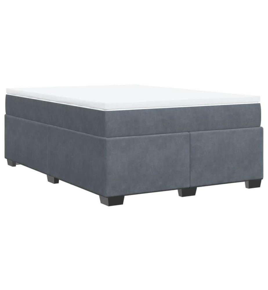 Sommier à lattes de lit et matelas Gris foncé 140x190cm Velours