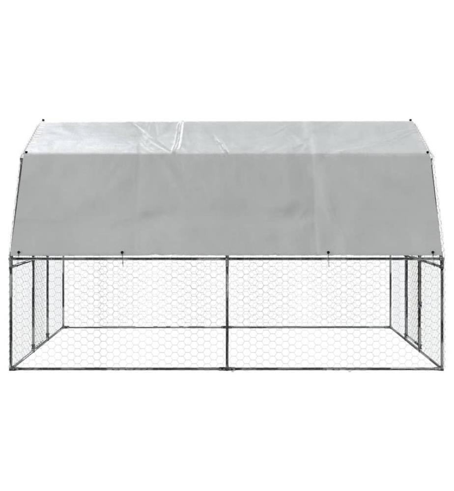 Cage à poules avec toit et porte argenté acier galvanisé