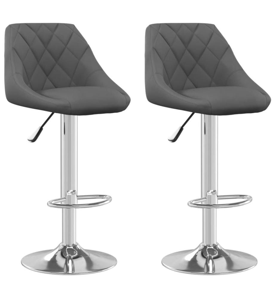Tabourets de bar lot de 2 gris foncé velours