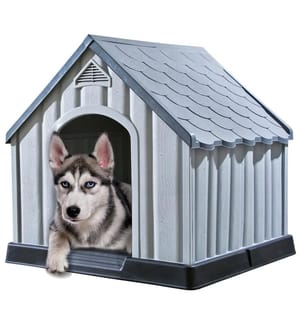 Hundehütte Grau 92x87x91 cm Kunststoff