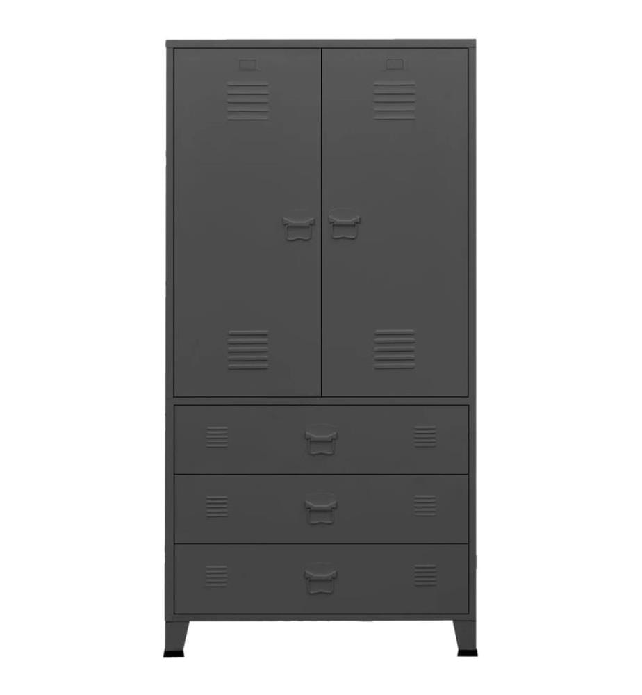 Industrial Kleiderschrank Anthrazit 90x50x180 cm Metall