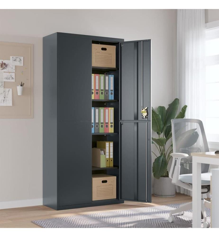 Aktenschrank Anthrazit 90x40x200 cm Stahl