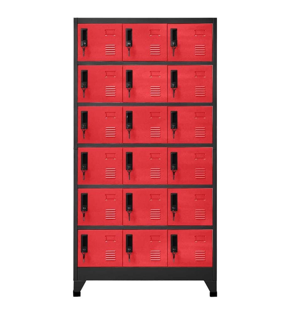 Schliessfachschrank Anthrazit und Rot 90x40x180 cm Stahl