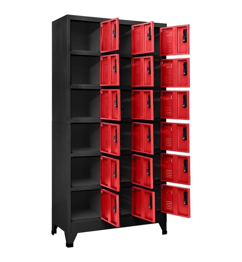 Schliessfachschrank Anthrazit und Rot 90x40x180 cm Stahl