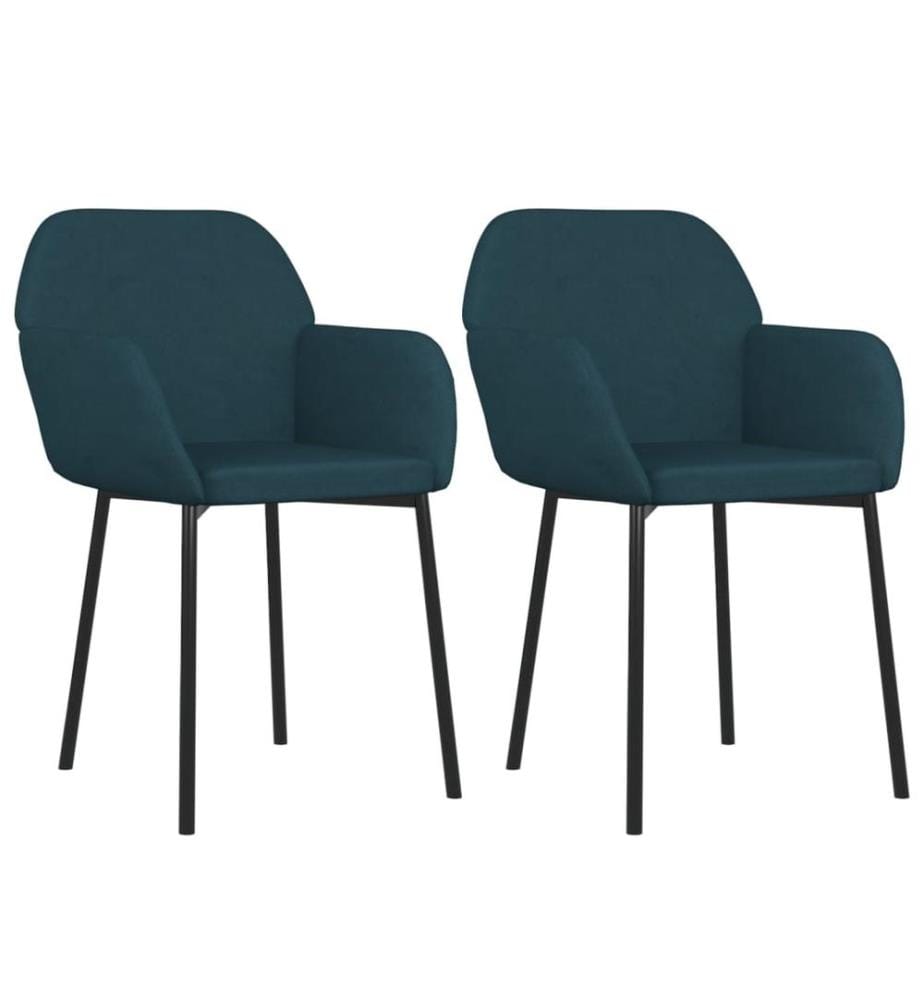 Chaises à manger lot de 2 Bleu Velours