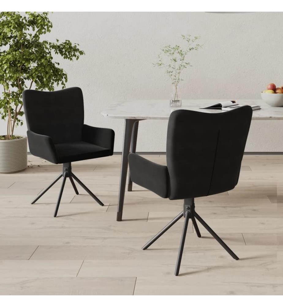 Chaises pivotantes à manger lot de 2 Noir Velours