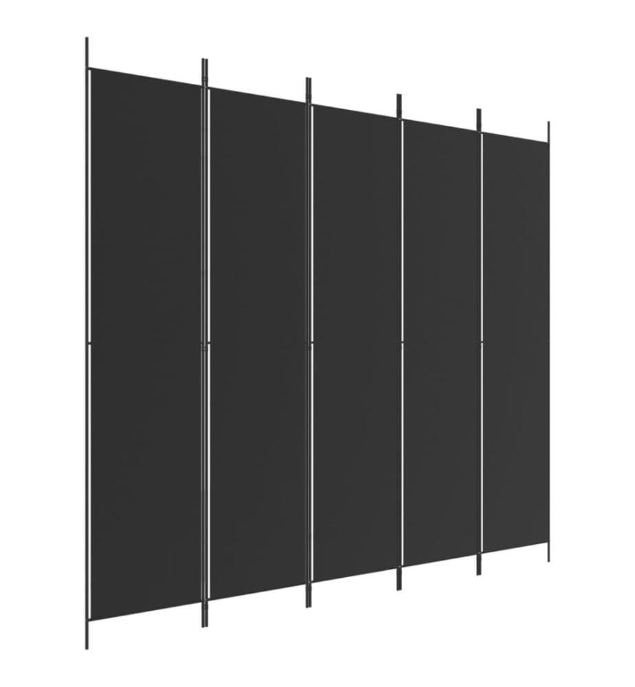 Cloison de séparation 5 panneaux Noir 250x220 cm Tissu