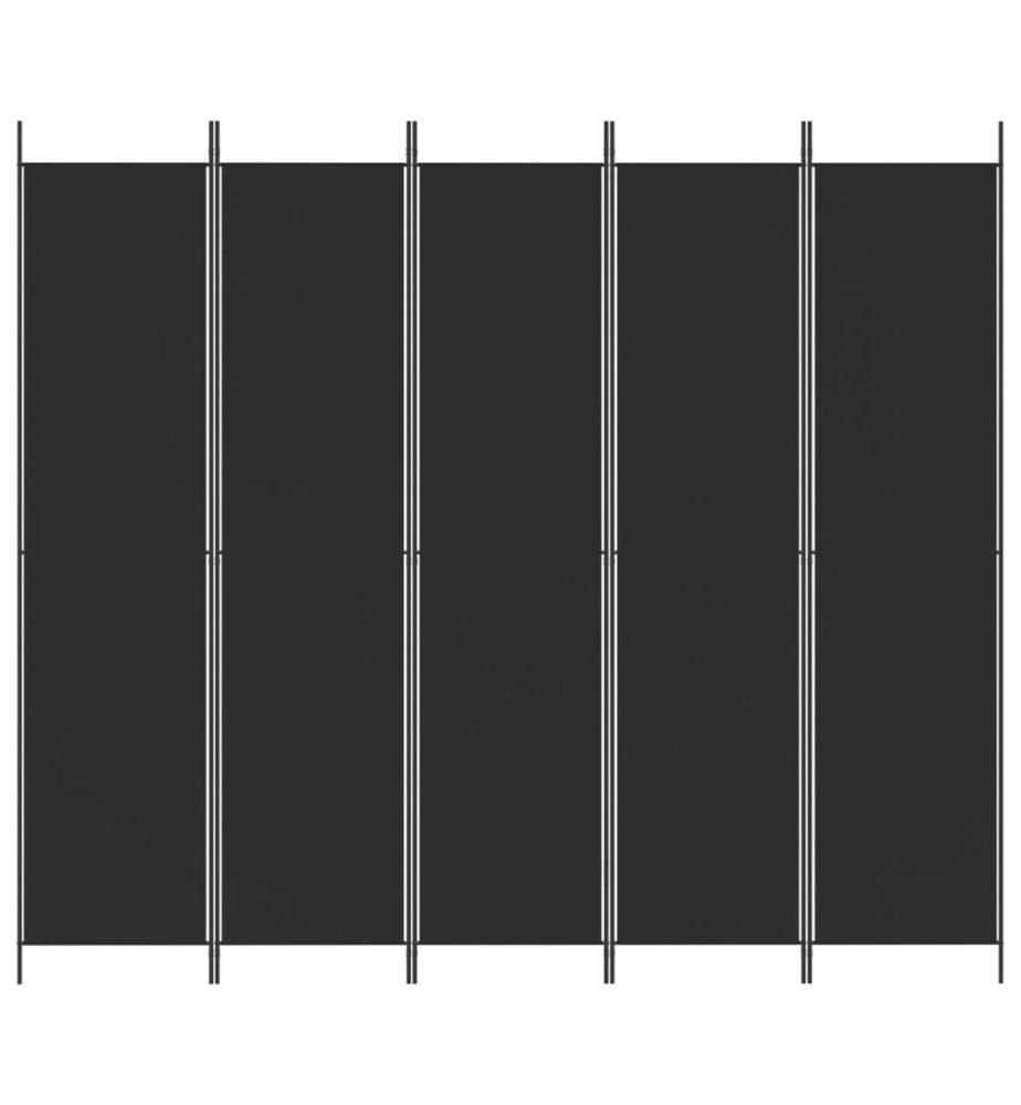 Cloison de séparation 5 panneaux Noir 250x220 cm Tissu