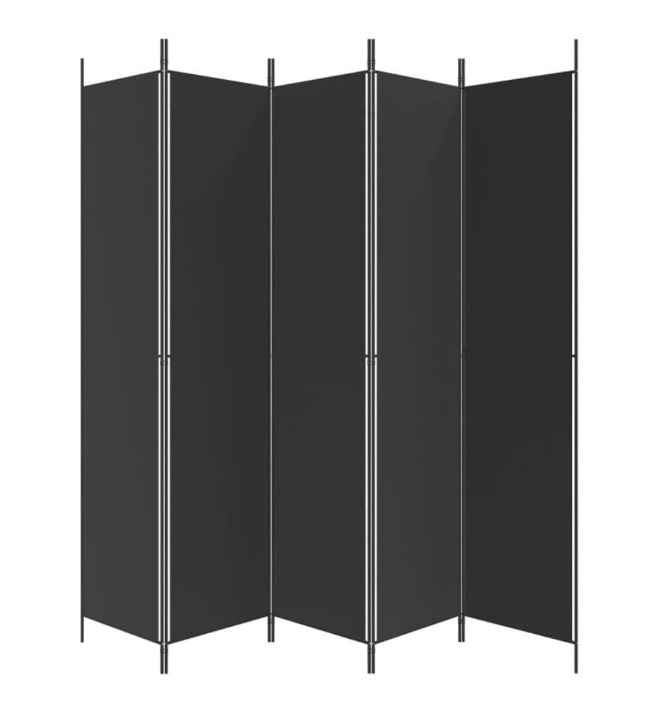 Cloison de séparation 5 panneaux Noir 250x220 cm Tissu