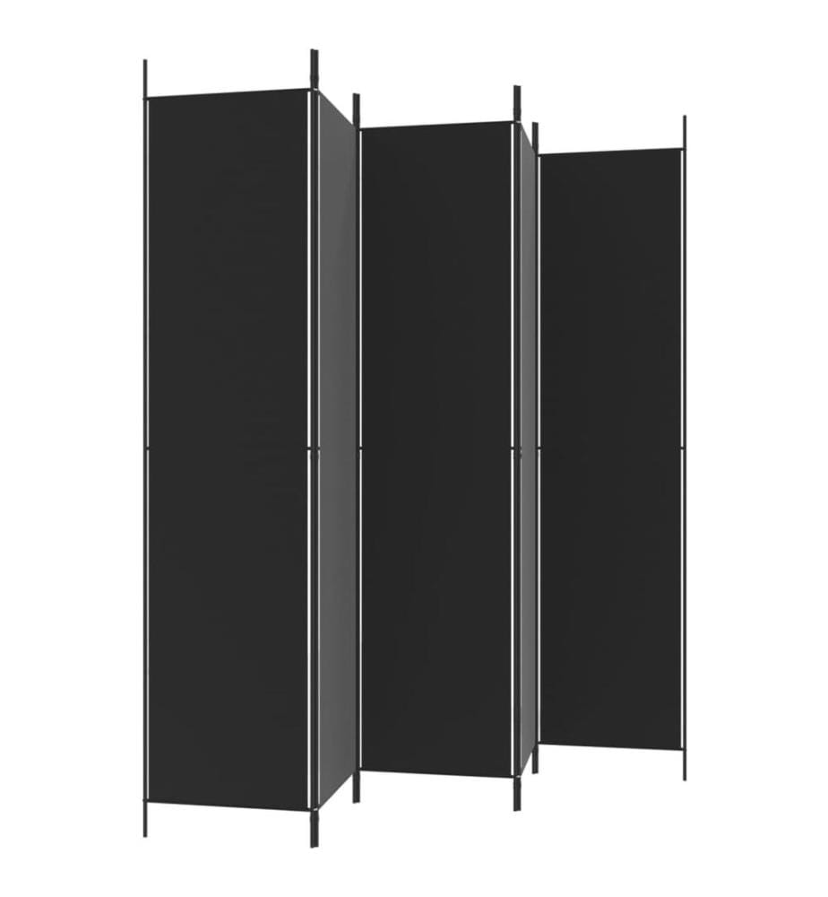 Cloison de séparation 5 panneaux Noir 250x220 cm Tissu