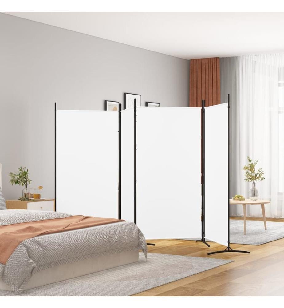 Cloison de séparation 4 panneaux Blanc 346x180 cm Tissu