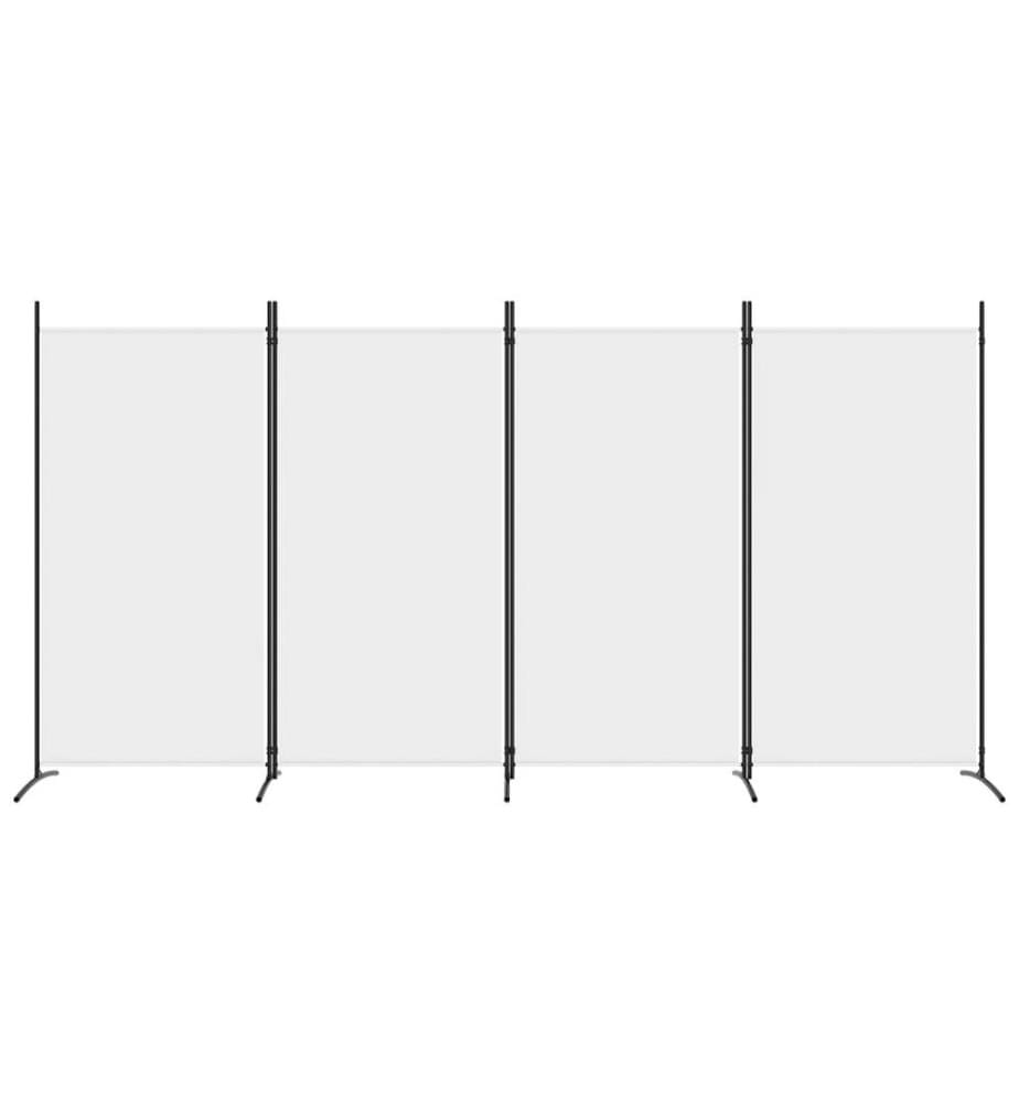 Cloison de séparation 4 panneaux Blanc 346x180 cm Tissu