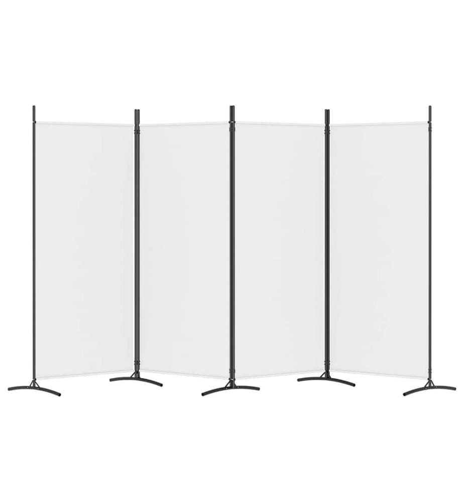 Cloison de séparation 4 panneaux Blanc 346x180 cm Tissu