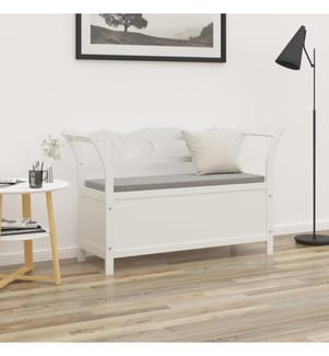 Sitzbank Weiss 107x45x75,5 cm Massivholz Tanne