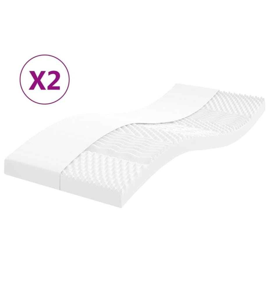 Matelas en mousse 2 pcs blanc 90x190 cm 7 zones dureté 20 ILD