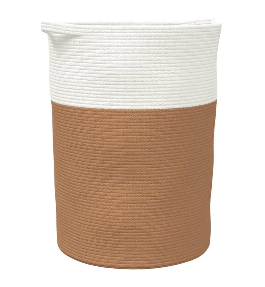 Aufbewahrungskorb Braun und Weiss Ø49x65 cm Baumwolle