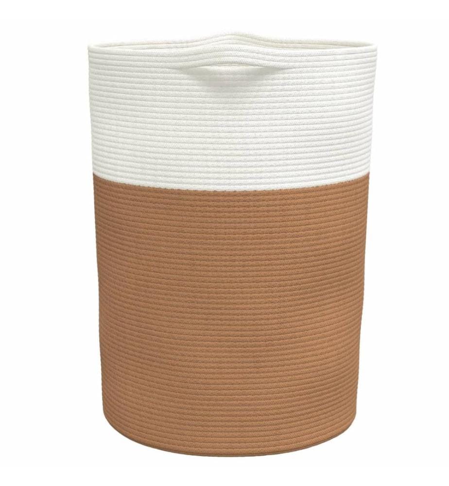 Aufbewahrungskorb Braun und Weiss Ø49x65 cm Baumwolle