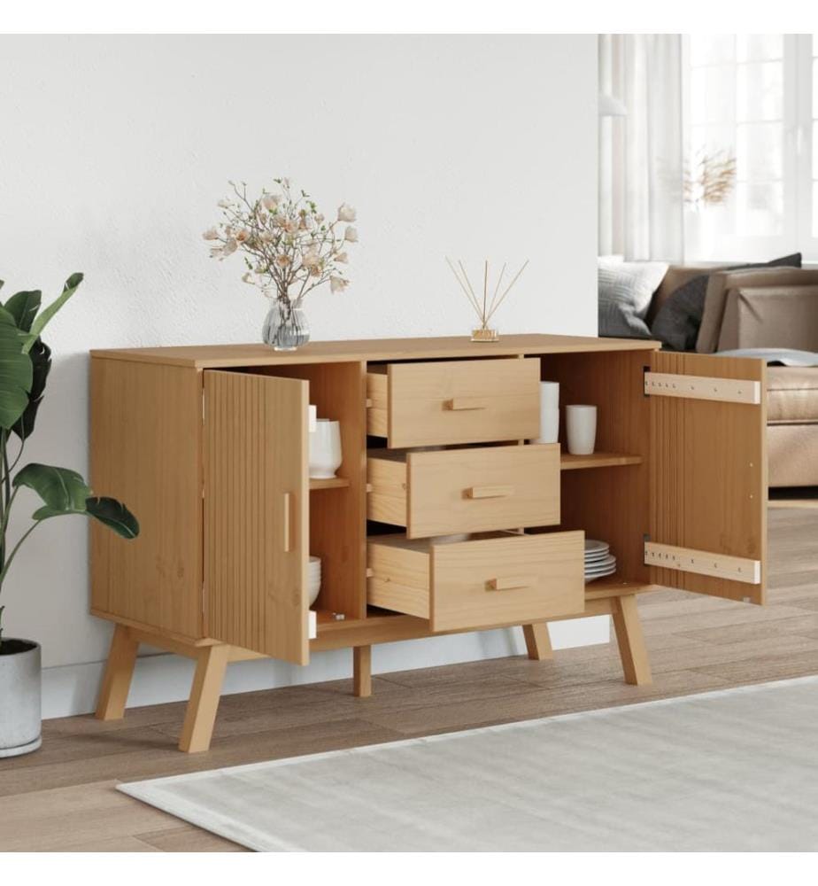Sideboard OLDEN Braun 114x43x73,5 cm Massivholz Kiefer