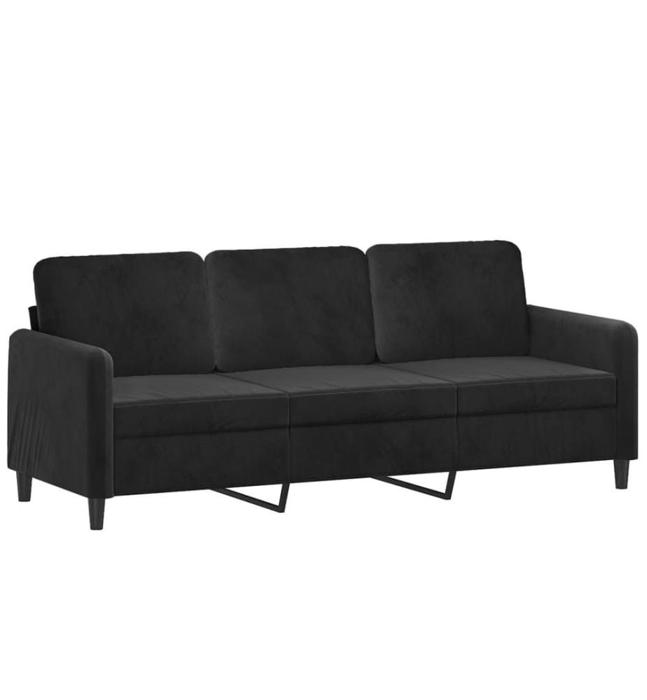 Canapé à 3 places Noir 180 cm Velours