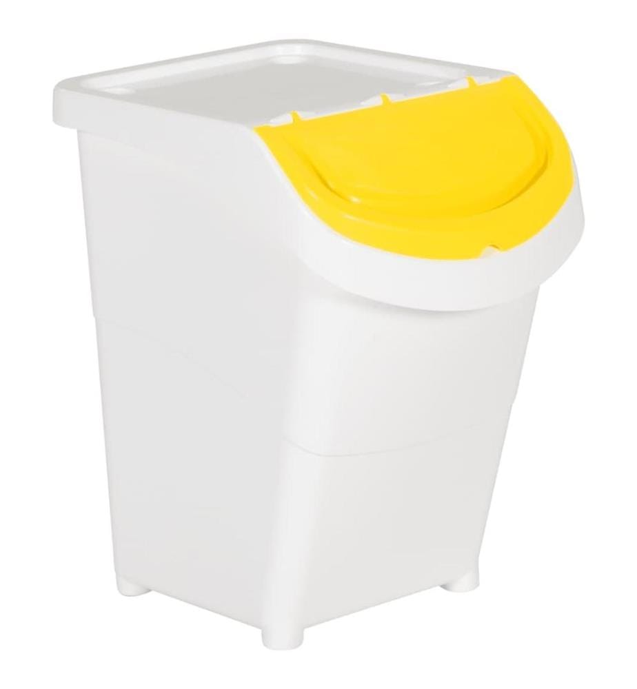Poubelles empilables avec couvercles 3 pcs blanc PP 120 L