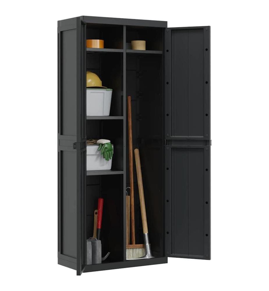 Gartenschrank Schwarz 65x37x165 cm PP