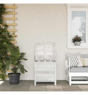 Boîte de rangement de jardin blanc bois massif de sapin