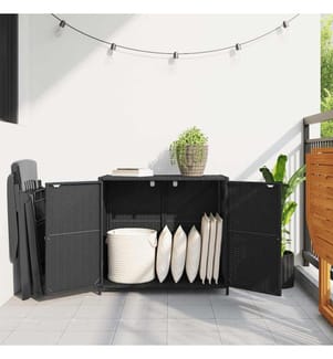 Armoire de rangement de jardin noir 83x45x76 cm résine tressée