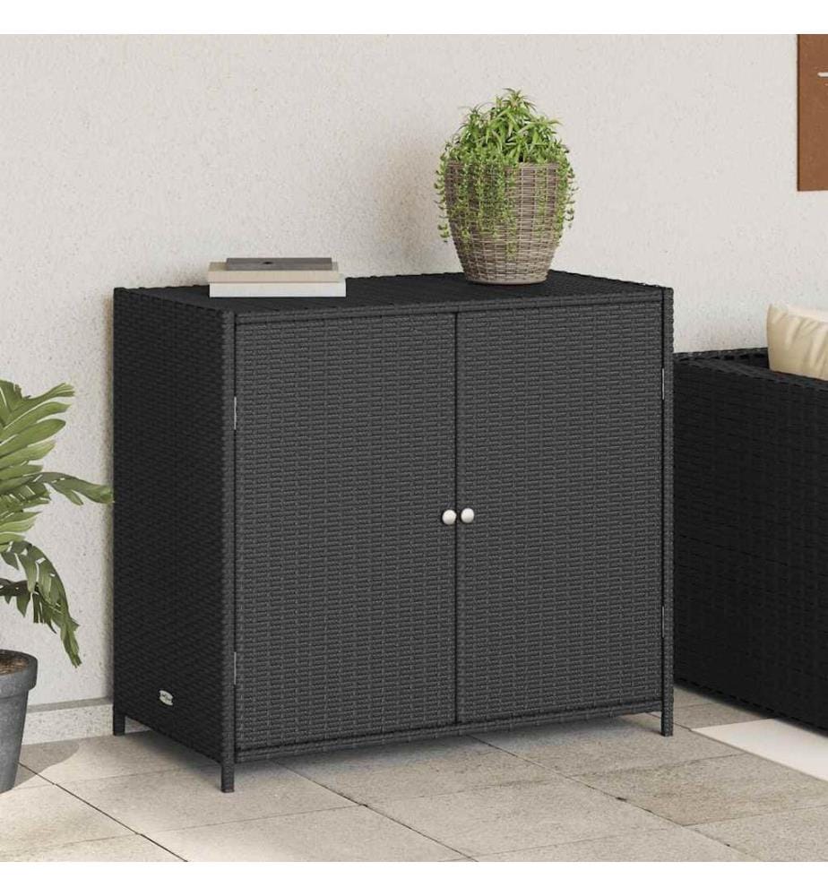 Armoire de rangement de jardin noir 83x45x76 cm résine tressée