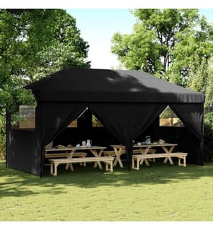 Tente de réception pliable escamotable 4 parois latérales noir