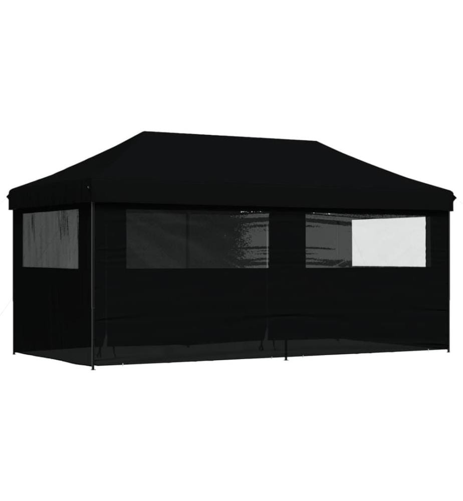 Tente de réception pliable escamotable 4 parois latérales noir