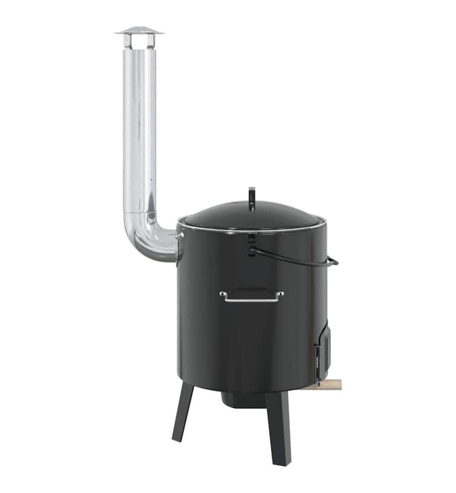 Canon à goulasch avec cheminée et couvercle noir acier émaillé