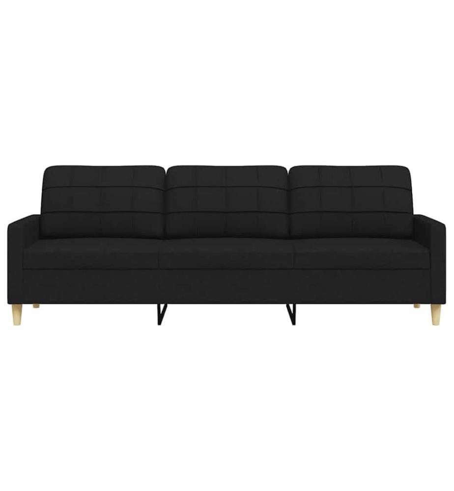Canapé à 3 places Noir 210 cm Tissu