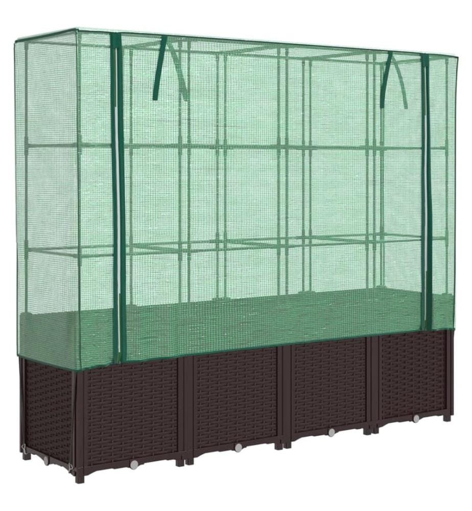 Hochbeet mit Gewächshaus-Aufsatz Rattan-Optik 160x40x153 cm
